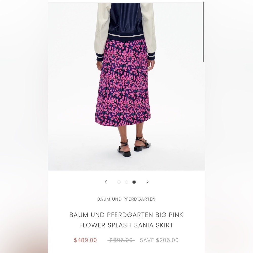 Baum und pferdgarten Vibrant Pink Floral A-Line maxi skirt NWT - Picture 4 of 4